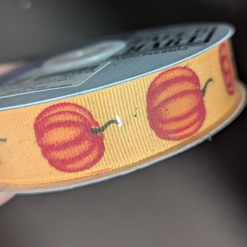 25 yards ribbon 7/8 inch pumpkins fall Halloween grossgrain